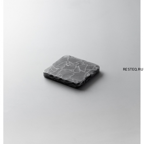 *Доска сервировочная 9х9см, стекло, серия FREEZE SLAB, цвет серый FS-XS-GR