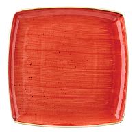 Тарелка мелкая квадратная 26,8см, без борта, Stonecast, цвет Berry Red SBRSDS101